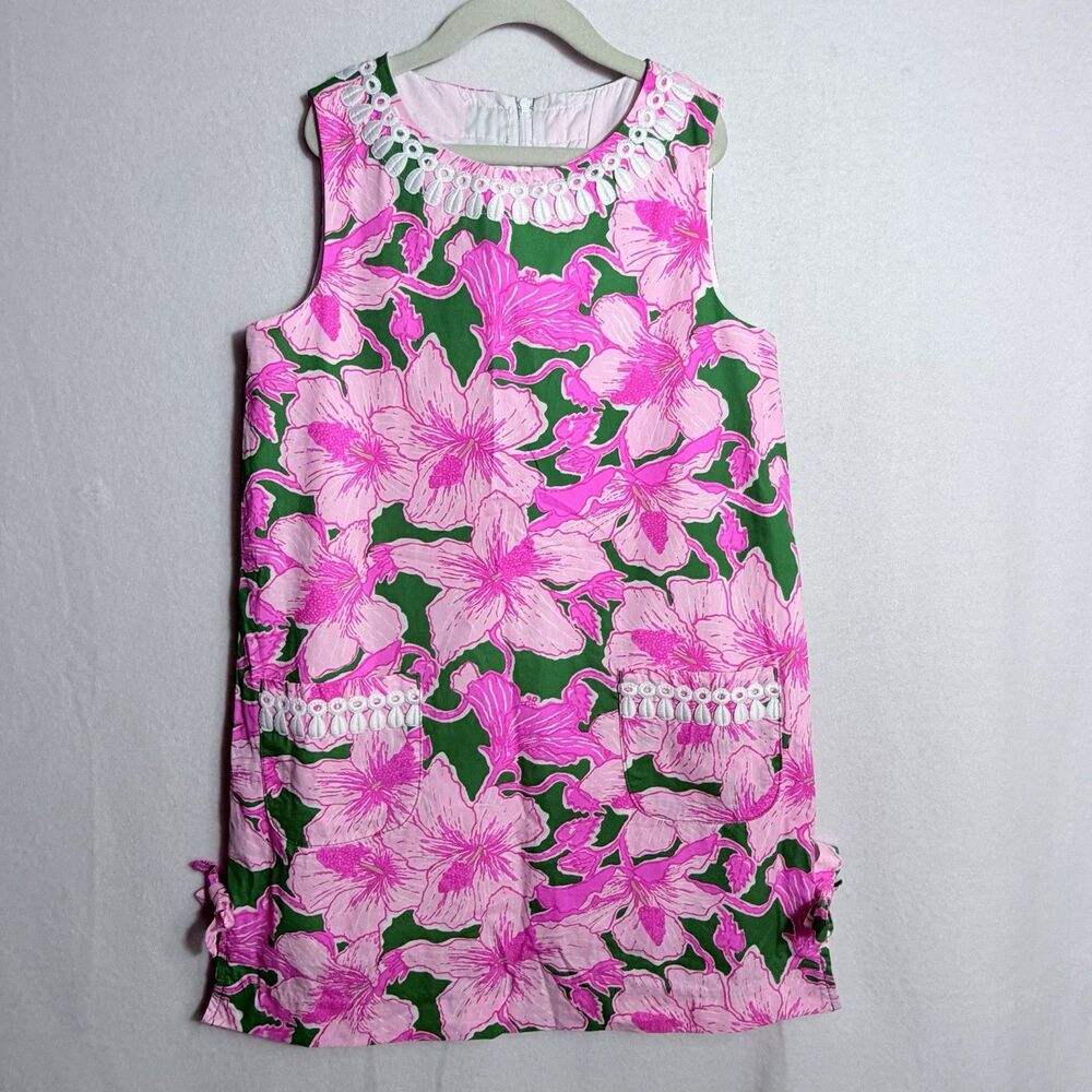 Lilly Pulitzer Kelly Green Hibis Kiss Floral Classic Shift Dress Girl's Size 10